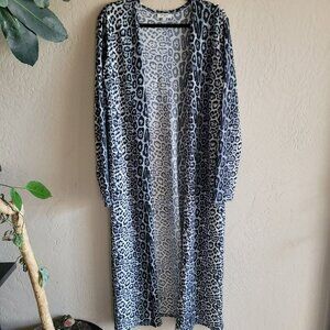 Umgee Leopard Print Longline Cardigan Duster size L